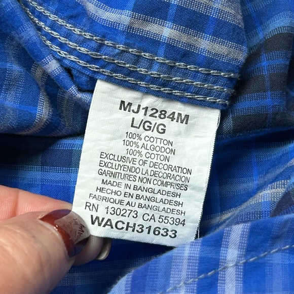 Wrangler Men's 20X Western Snap Shirt Blue Plaid Size Large - Picture 3 of 6